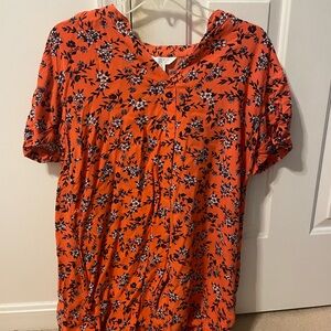 Floral Orange Short Sleeve Top